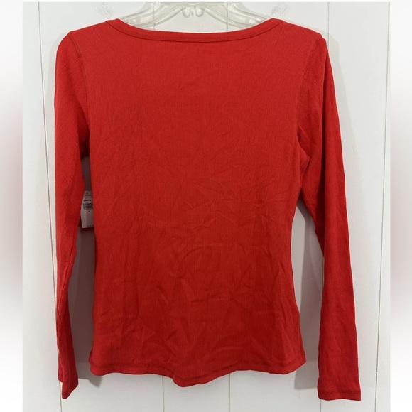 NWT Old Navy Shirt Women's Size S Red Long Sleeve V-Neck Top Shirt - Picture 3 of 5